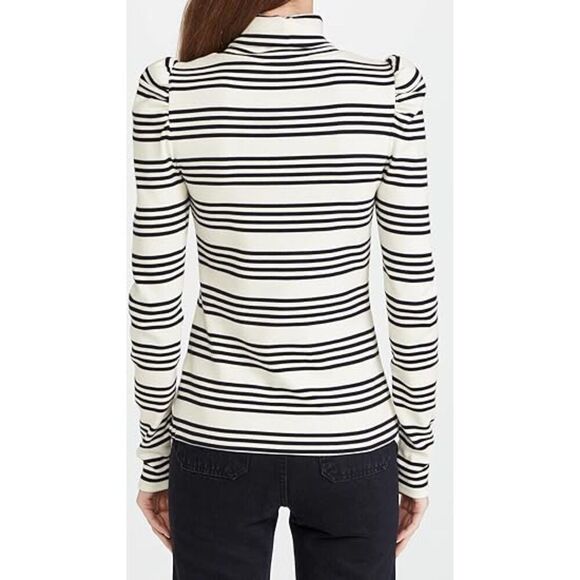 Veronica Beard Cedar Striped Stretch-pima Cotton Turtleneck Sweater Top - Picture 2 of 13